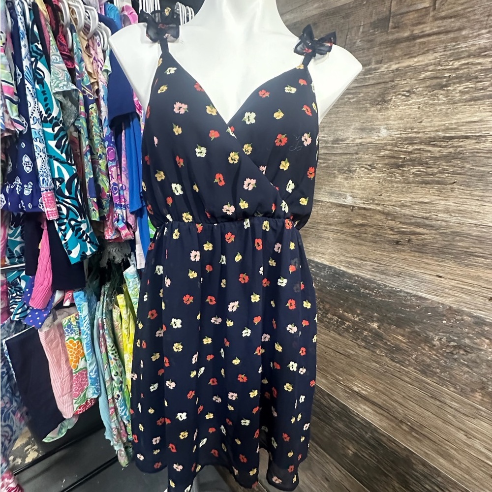 Madewell Navy Blue Floral Sundress Sleeveless Spaghetti Strap